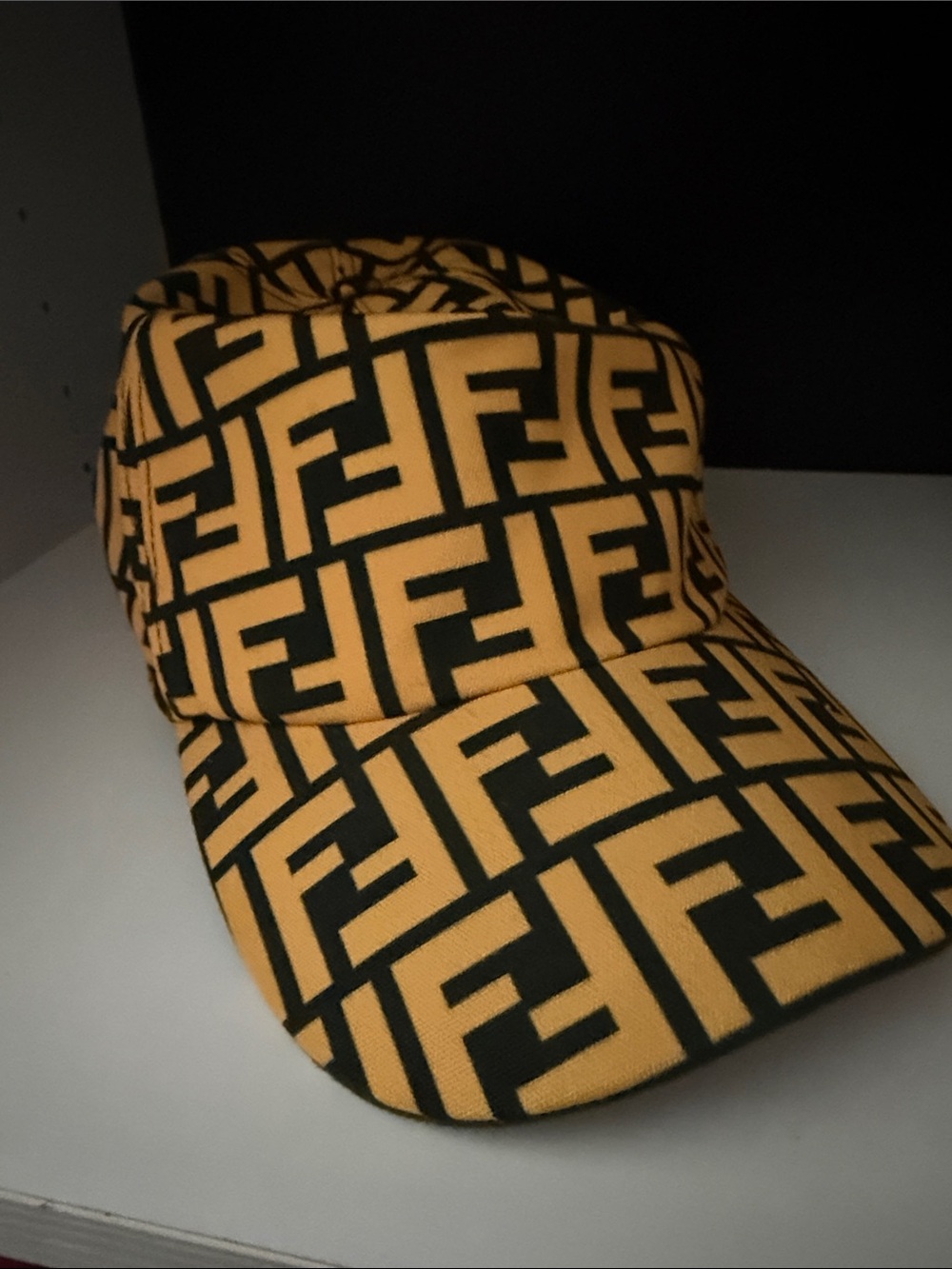Fendi Black and Yellow Logo Baseball Cap